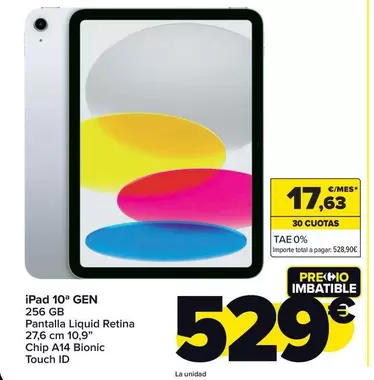 Oferta de Apple - Ipad 10ª Gen por 529€ en Carrefour