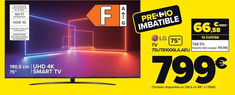 Oferta de LG - Tv 75ut81006laaeu por 799€ en Carrefour