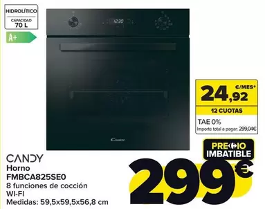 Oferta de Candy - Horno Fmbca825se0 por 299€ en Carrefour