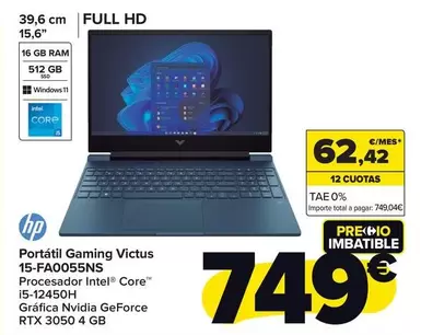 Oferta de HP - Portátil Gaming Victus  15-Fa0055ns por 749€ en Carrefour