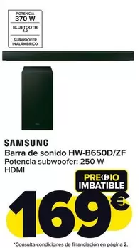 Oferta de Samsung - Barra De Sonido Hw-B650dzf por 169€ en Carrefour