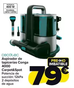 Oferta de Cecotec - Aspirador De Tapicerías Conga 4000 Carpe&Spot por 79€ en Carrefour