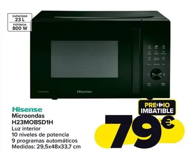 Oferta de Hisense - Microondas H23mobsd1h por 79€ en Carrefour