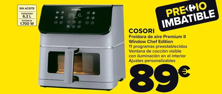 Oferta de Cosori - Freidora De Aire Premium II Window Chef Edition por 89€ en Carrefour