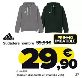 Oferta de Adidas - Sudadera Hombre por 29,9€ en Carrefour