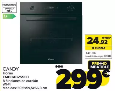 Oferta de Candy - Horno Fmbca825se0 por 299€ en Carrefour