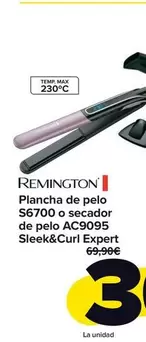 Oferta de Remington - Plancha De Pelo S6700 O Secador De Pelo AC9095 Sleek & Curl por 36€ en Carrefour