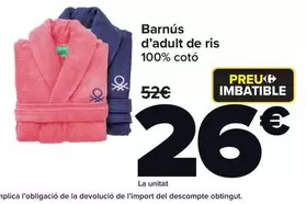 Oferta de Albornoz Adulto Rizo por 26€ en Carrefour