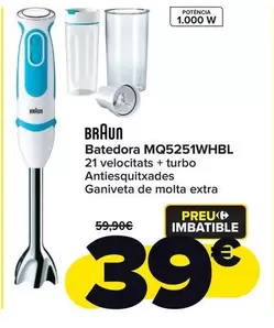 Oferta de Braun - Batidora MQ5251WHBL por 39€ en Carrefour