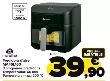 Oferta de Mandine - Freidora De Aire MAF6L160 por 39,9€ en Carrefour