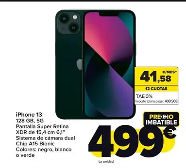 Oferta de Apple - Iphone 13  por 499€ en Carrefour