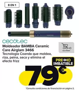 Oferta de Cecotec - Moldeador Bamba Ceramic Care Airglam 3466 por 79€ en Carrefour