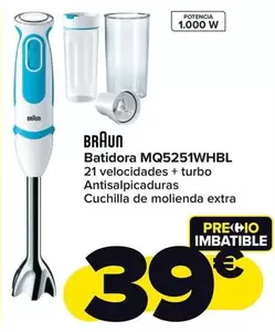 Oferta de Braun - Batidora MQ5251WHBL por 39€ en Carrefour