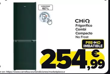 Oferta de Chiq - Frigorífico Combi Compacto por 254,99€ en Carrefour