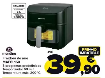 Oferta de Mandine - Freidora De Aire MAF6L160 por 39,9€ en Carrefour