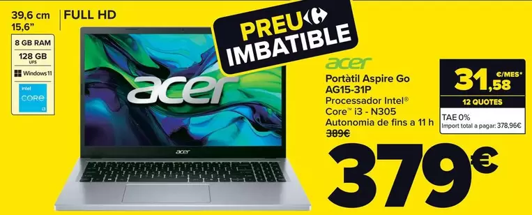 Oferta de Acer ​- Portátil Aspire Go Ag15-31p por 379€ en Carrefour