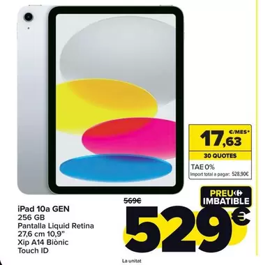 Oferta de Apple - Ipad 10ª Gen por 529€ en Carrefour