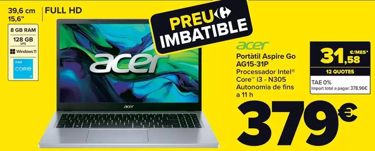 Oferta de Acer ​- Portátil Aspire Go Ag15-31p por 379€ en Carrefour