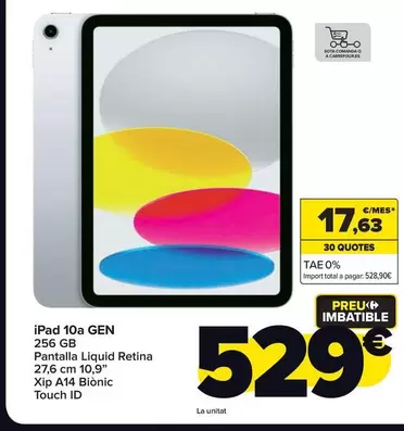 Oferta de Appletiser - Ipad 10' Gen  por 529€ en Carrefour