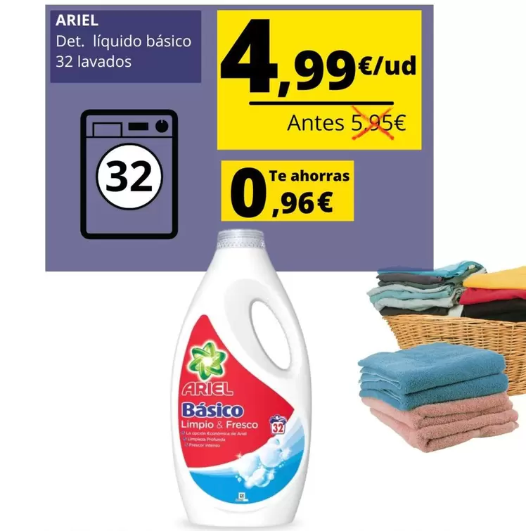 Oferta de Ariel - Det Liquido Basico 32 Lavados por 4,99€ en Supermercados Tu Alteza