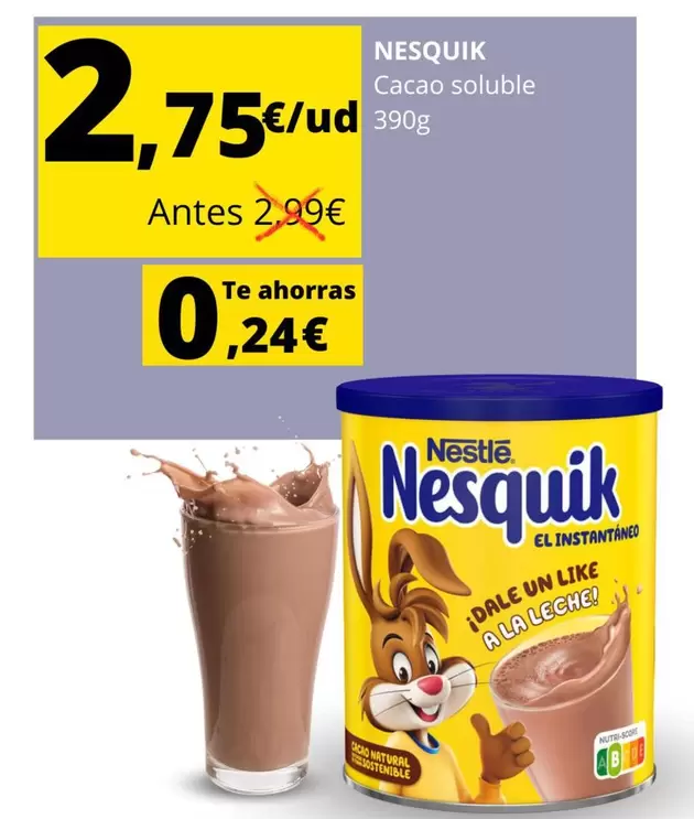 Oferta de Nesquik - Cacao Soluble por 2,75€ en Tu Trébol Hipermercados