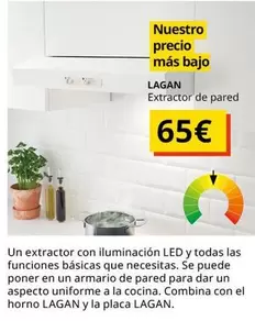 Oferta de Lagan - Lagan Extractor De Pared por 65€ en IKEA