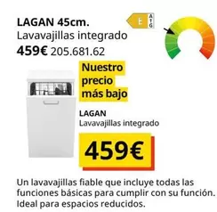 Oferta de Lagan - Lavavajillas Integrado por 459€ en IKEA