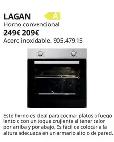 Oferta de Lagan - Horno Convencional por 209€ en IKEA