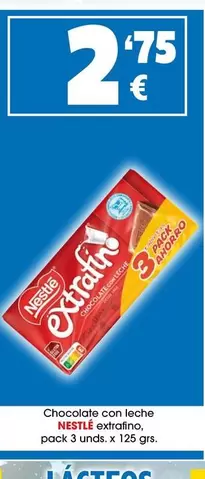 Oferta de Nestlé - Chocolate Con Leche Extrafino por 2,75€ en Top Cash