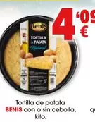 Oferta de Benis - Tortilla De Patata Con O Sin Cebolla por 4,09€ en Top Cash