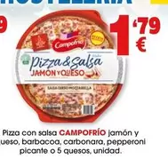 Oferta de Campofrío - Pizza Con Salsa Jamon Y Ueso, Barbacoa, Carbonara, Pepperoni Picante O 5 Quesos por 1,79€ en Top Cash