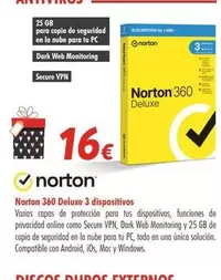 Oferta de Norton - 360 Deluxe 3 Dispositivos por 16€ en Zbitt