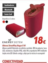 Oferta de Energy - Altavoz Streetplay Negro 8 W por 18€ en Zbitt