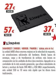 Oferta de Kingston - S4a0037/240gb/ 480gb/960gb/serial Atal E Il por 27€ en Zbitt