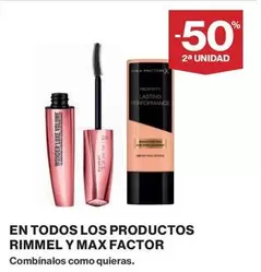 Oferta de Rimmel - En Todos Los Productos Y Max Factor en Hipercor