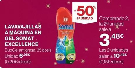 Oferta de Somat - Lavavajillas A Maquina En Gel por 6,95€ en Hipercor