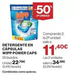 Oferta de Wipp - Detergente En Cápsulas por 22,79€ en Hipercor