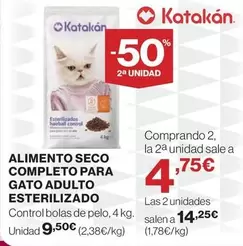 Oferta de Katakan - Alimento Seco Completo Para Gato Adulto Esterilizado por 9,5€ en Hipercor