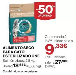 Oferta de Purina One - Alimento Seco Para Gato Esterilizado por 18,65€ en Hipercor