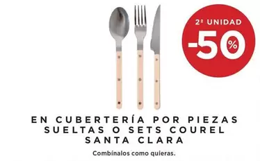 Oferta de Santa clara - En Cubertería Por Piezas Sueltas O Sets Courel Santa Clara en Hipercor