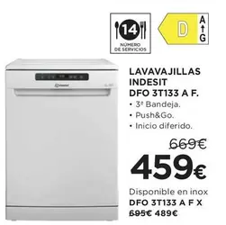 Oferta de Netway - Lavavajillas Indesit 3t133 A F. por 459€ en Hipercor