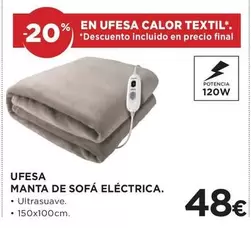 Oferta de Ufesa - Manta De Sofá Eléctrica. por 48€ en Hipercor