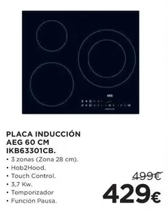 Oferta de AEG - Placa Inducción Ikb63301cb por 429€ en Hipercor