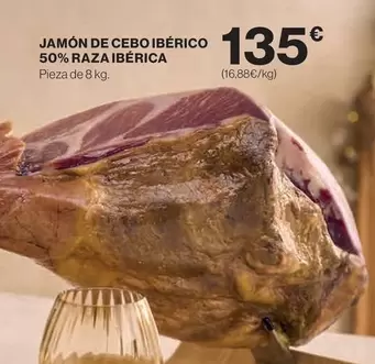 Oferta de Jamón De Cebo Ibérico 50% Raza Ibérica por 135€ en Hipercor