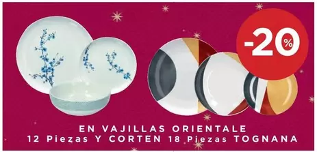 Oferta de Tognana - En Vajillas Orientale 12 Piezas Y Corten 18 Piezas en Hipercor