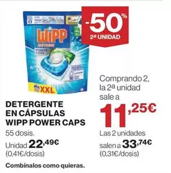 Oferta de Wipp - Detergente En Capsulas Power Caps por 22,49€ en Hipercor