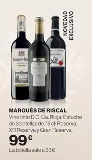 Oferta de Marqués de Riscal - Vino Tinto D.o. Ca. Rioja por 99€ en Hipercor