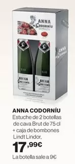 Oferta de Anna De Codorníu - Estuche De 2 Botellas De Cava Brut + Caja De Bombones Lindt  por 17,99€ en Hipercor