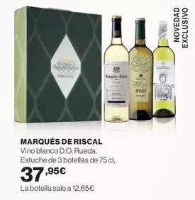 Oferta de Marqués de Riscal - Vino Blanco D.o. Rueda. Estuche por 37,95€ en Hipercor