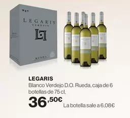 Oferta de Legaris - Blanco Verdejo D.o. Rueda por 36,5€ en Hipercor